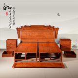 中式明清古典实木红木床檀雕100%非洲花梨木双人床1.8米寒雀床